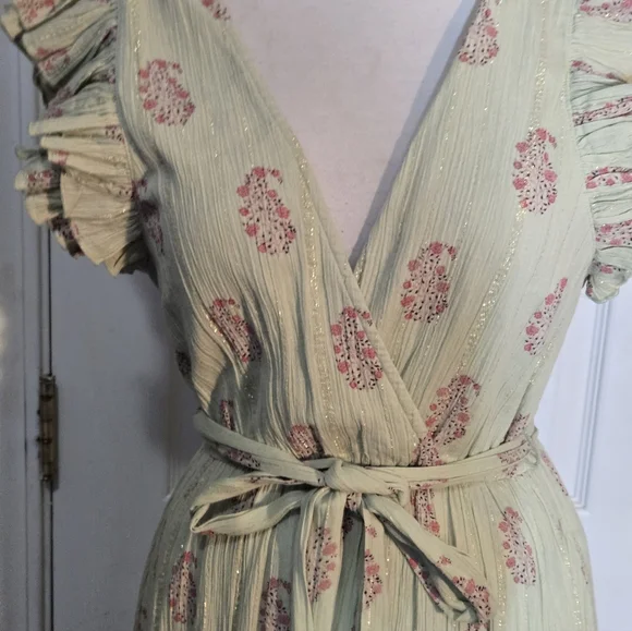 NEW A Loves A Floral V-Neck Ruffled Sleeve Tiered Maxi Dress XS - Picture 3 of 14